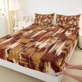 thumbnail image 5 of Manfei Mid Century Oil Painting Queen Sheets, Brown Beige Ombre Queen Sheet Sets, Black Reversible 4-Piece1 Flat Sheet + 1 Fitted Sheet + 2 Pillowcases, 5 of 6
