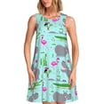 thumbnail image 1 of Disketp Hippo With Flamingos And Crocodiles para Vestido sin Mangas para Mujeres, Vestidos de Verano para Mujeres, Casual y Holgado para la Playa, 1 of 6