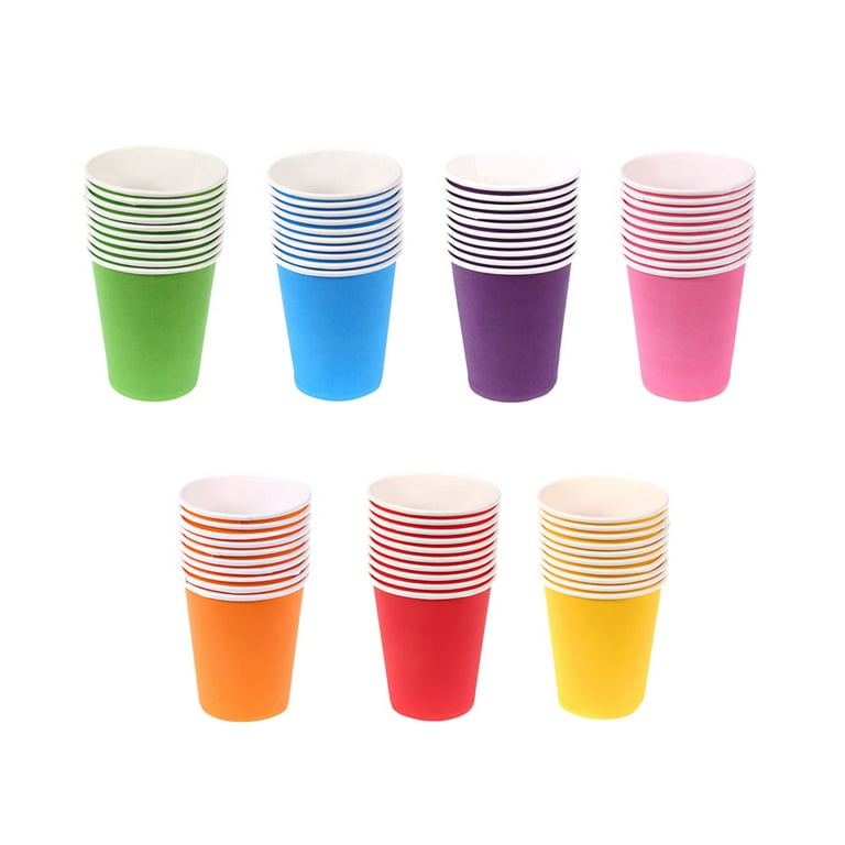 70 Pcs Solid Color Paper Disposable Cup Thicken Drinking Cups Holiday Party  Paper DIY Supplies (Mixed Color) 
