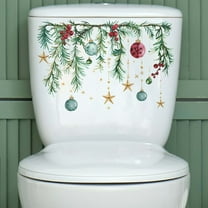 Christmas Window Clings Holiday Window decals, Christmas Star Hanging Lamp Toilet Stickers Bathroom Toilet Home Decor Stickers