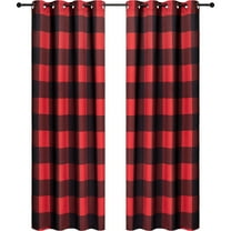 Safdie & Co. Curtain Room Darkening in Red/Black Check (Set of 2)