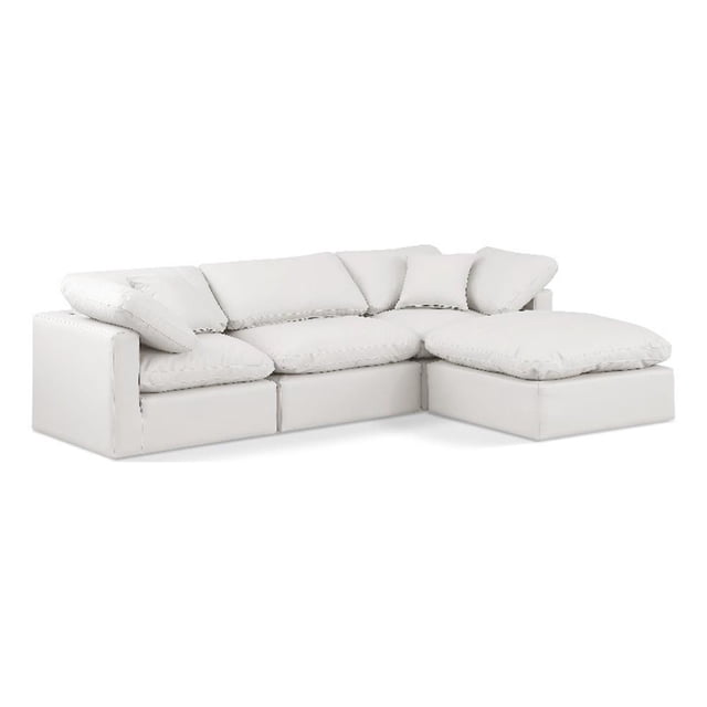 Meridian Furniture Indulge 94" Vegan Leather L-Shaped Modular Sectional in Cream
