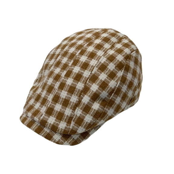 WITHMOONS Plaid Check Newsboy Hat Men Adjustable Wool Flat Cap LD31460 (Beige)