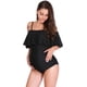 thumbnail image 3 of ZHAOCHENG Trajes De BañoMaternidadUna PiezaSin HombrosVolantesVolantesBikinisMaternidad,NegroXXL, 3 of 5