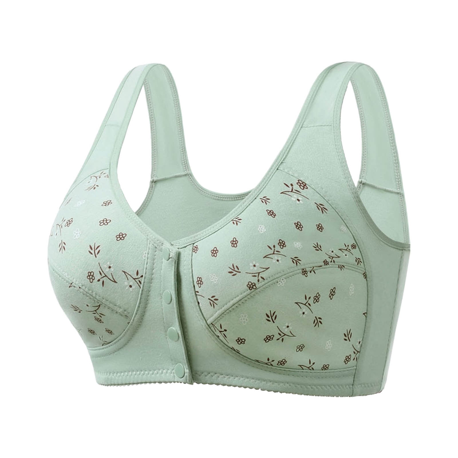 3PC Daisy Bras for Women No Underwire Front Closure Comfort Senior Wireless Snap Closing Bra