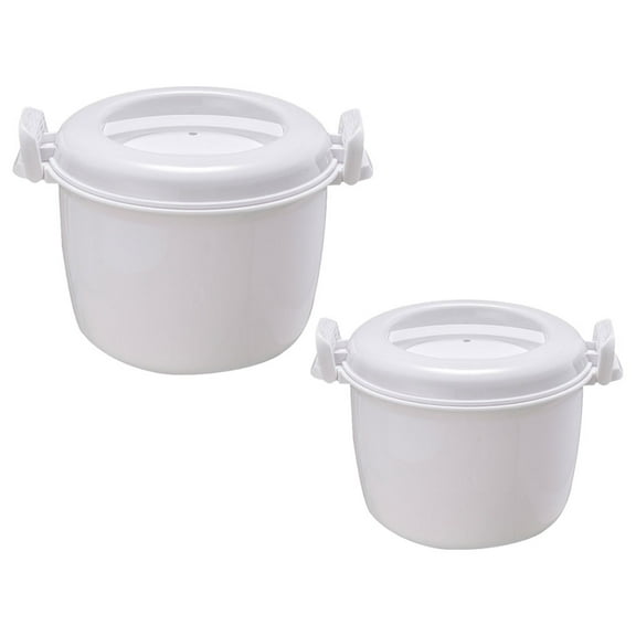 PTOOTP Microwave Rice Maker Microwave Rice Cooker Plastic Heat Retention Families Home Use 2Pcs