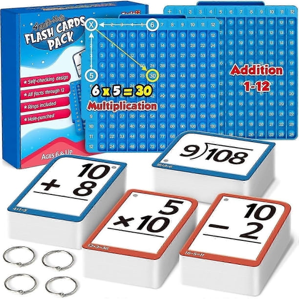 Math Flash Cards Math Board, Multiplication Flash Card Times Table Chart, Math Manipulatives Division, Addition, Subtraction Math Game Toys for Kids