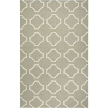 Christmas Concerts Bay Area 3.5' x 5.5' Mellow Web Bay Leaf Green and White Hand Woven Wool Area Throw Rug ()