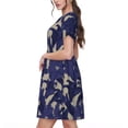 thumbnail image 2 of Naloa Lilies Flowers Print Womens Summer A-Line Dress with Pockets,Short Sleeve Dresses,Flowy Beach Swing Dress for Vacation Travel, 2 of 6
