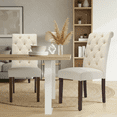 thumbnail image 3 of Upholstered Parsons Dining Chairs Set of 2, Button Tufted High Back,Beige, 3 of 6