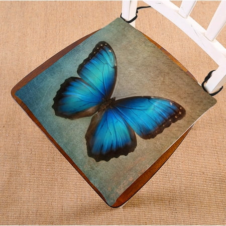 

YKCG Vintage Blue Butterfly Seat Cushion Chair Cushion Floor Cushion Twin Sides 20x20 inches