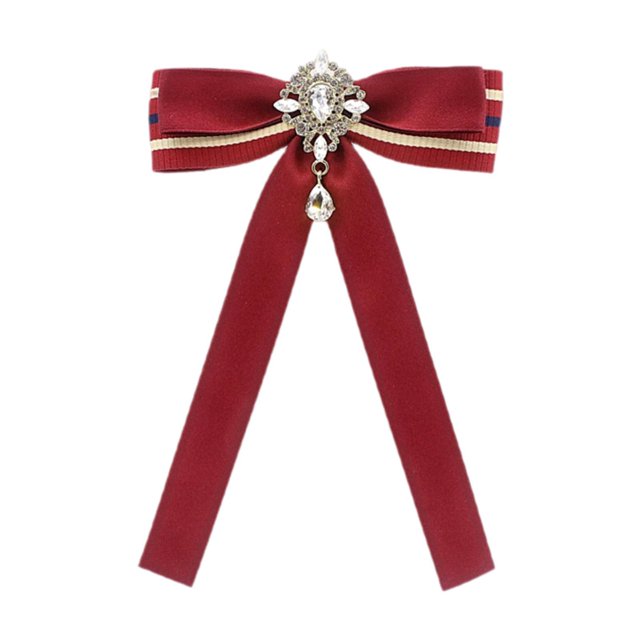 Broche de lazo de cinta, corbata con lazo preanudado, corbata de moda para mujer, corbata con lazo Rojo