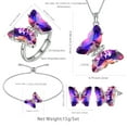 thumbnail image 5 of Purple Butterfly Jewelry Sets 5PCS, February Birthstone Set Amethyst Fine Necklace Earrings Bracelet Ring Crystal Sterling Silver Women Mother's Day Gift, 5 of 7