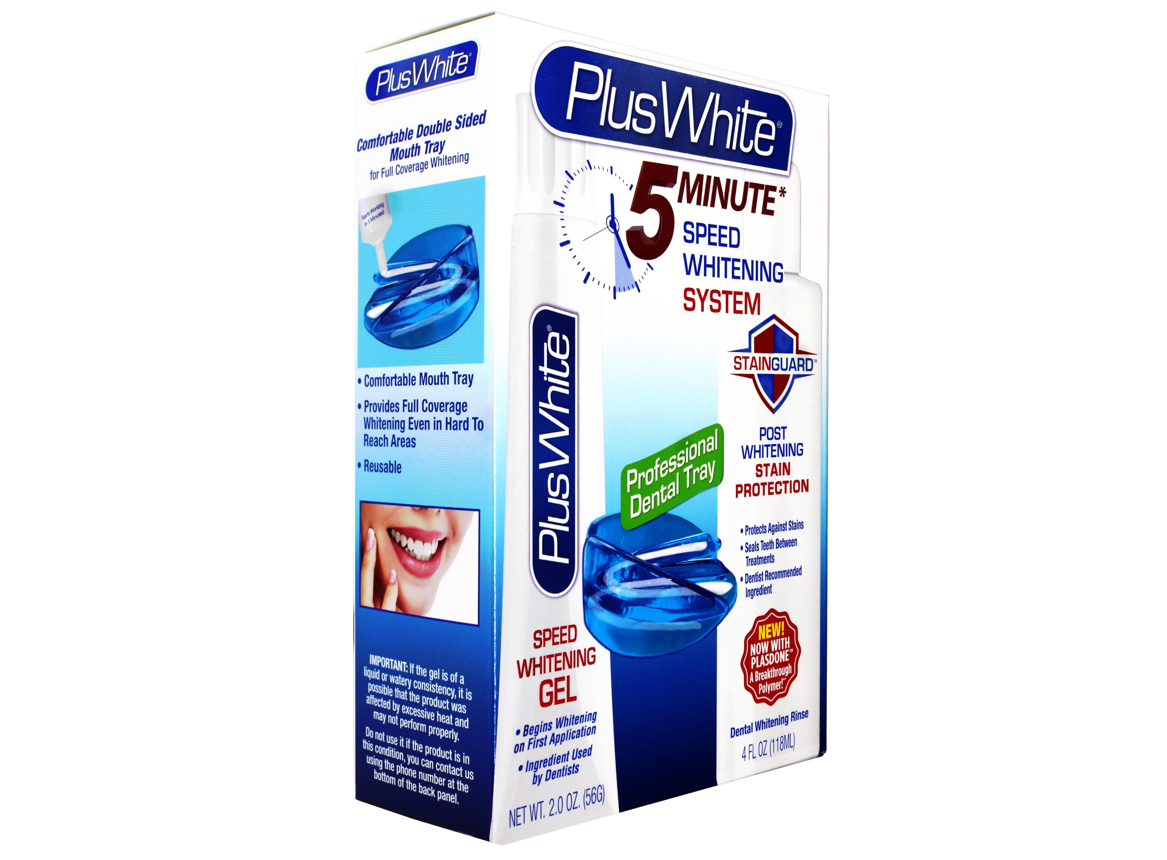 Plus White 5 Minute Speed Whitening System – Fast & Effective Teeth Whitening Gel & Professional Dental Tray & Dental Whitening Rinse - 5 Pack