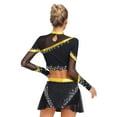 thumbnail image 2 of Aislor Womens 2 Piece Long Sleeve Cheerleading Outfits Crop Tops With Dance Skirt For Rave Dancewear Gold XL, 2 of 7