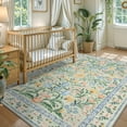 thumbnail image 4 of Lahome 5'x7' Washable Area Rug for Living Room with Non Slip Backing,Traditional Boho Rug,Low Pile Lightweight Carpet,Floral Print Mat,Better Home,Washable Machine for Bedroom,Green, 4 of 12