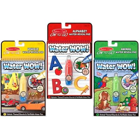 Melissa & Doug On the Go Water Wow! Water Reveal Pads Set: Vehicles, Animals, Alphabet