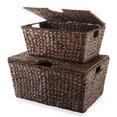 thumbnail image 4 of Set of 2 Water Hyacinth Storage Baskets with Tapered Bottoms and Lids (Medium/Large), Multipurpose Organizers for Laundry, Home, Bathroom, Office, Indoor, 4 of 5