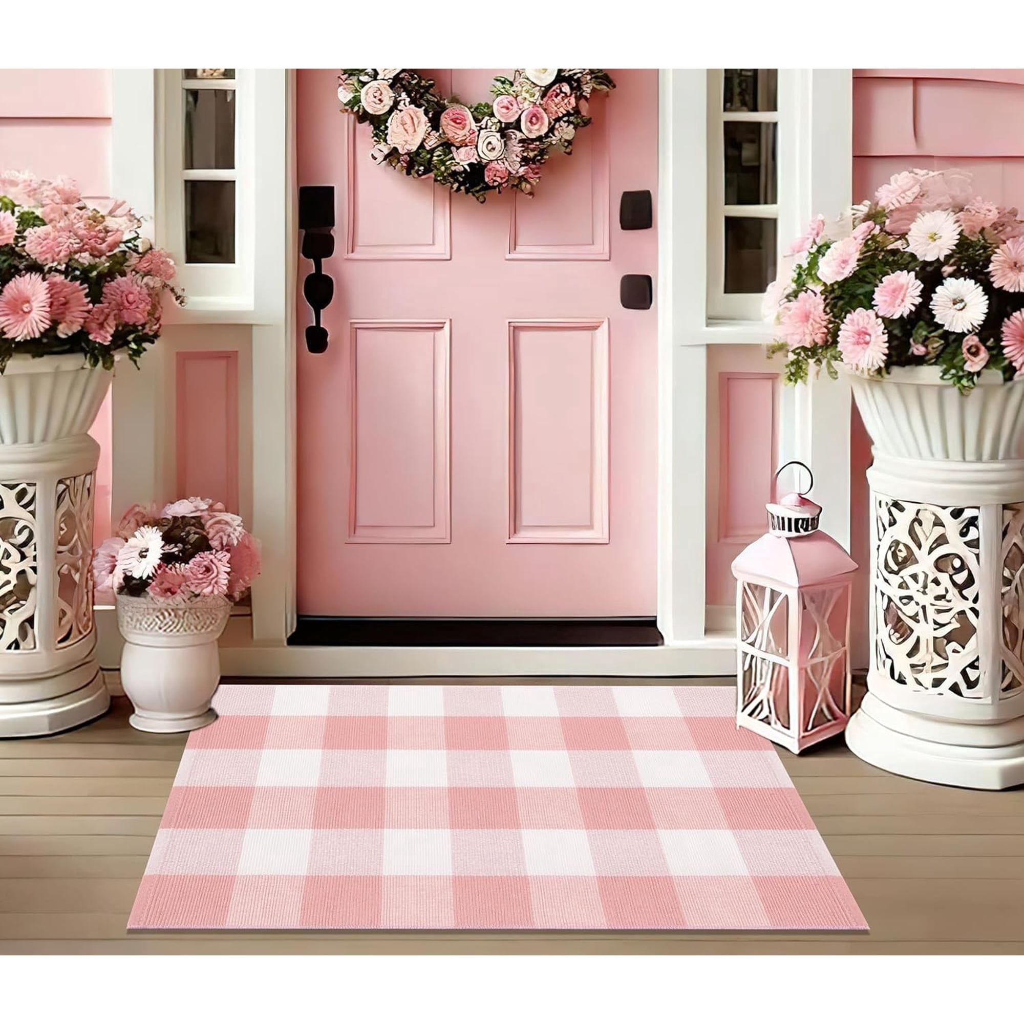 Outdoor Layering Rugs for Front Door, Red And Doormat Front Porch Outdoor Rug Woven Machine Washable Layer Doormat Welcome Tiered Doormat Layering Rug Front Door, 23.6"X35.4"