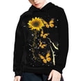 thumbnail image 5 of Xoenoiee Kids Hoodies Hooded Sweater with Front Kangaroo Pocket Long Sleeve Tops Sportwear Fall Winter Activewear for Jump Travel Workout, Sunflower Butterfly Cat Star Pattern, M, 5 of 7