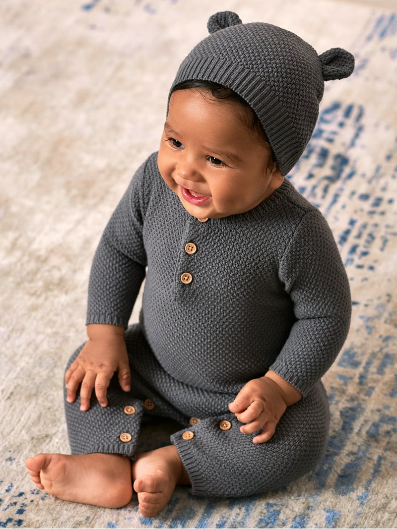 Modern Moments by Gerber Baby Boys Sweater Knit Coverall, Cardigan