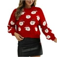 thumbnail image 2 of TIMIFIS Chandails de Noël Laids pour Femmes Automne Manches Longues Chandail à Col Rond Imprimé Père Noël Hauts Décontractés d'Hiver Chandail Extensible, 2 of 3