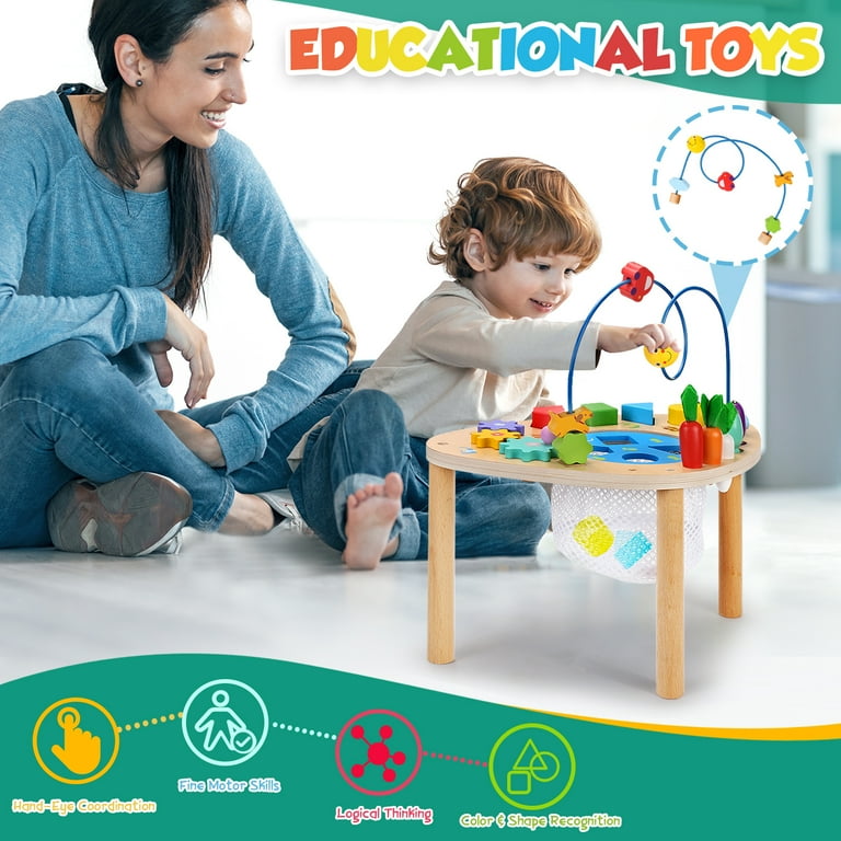 Free Shipping! oathx Wooden Baby Activity Table Toys Bead Maze
