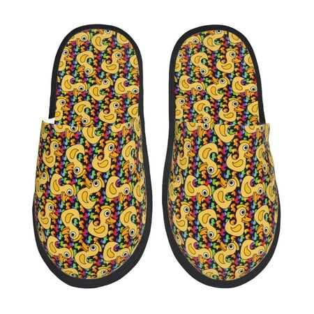 Balery Cartoon Ducks Slient Indoor Furry Fleece Comfort House Shoes Soft Non-Slip Home Shoes Cotton slippers House Slippers-- Medium