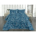 thumbnail image 2 of Ambesonne Aloha Quilted Bedspread Set 3 Pcs, Abstract Grunge Botany Leaves, King, Indigo and Sea Blue, 2 of 4