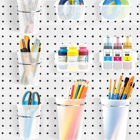 Peg Board Bins Peg Board Cups with Hooks & Loop 12Pack,Peg Board Organizer Accessories, Peg Board Tools Organizer A