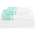 thumbnail image 2 of DNG Creations 4 Piece Two Tone Sheet Set 100% Egyptian Cotton, 800 Threads Count - 6 Inch Deep Pocket ( Solid White/Aqua Blue - Twin ), 2 of 4