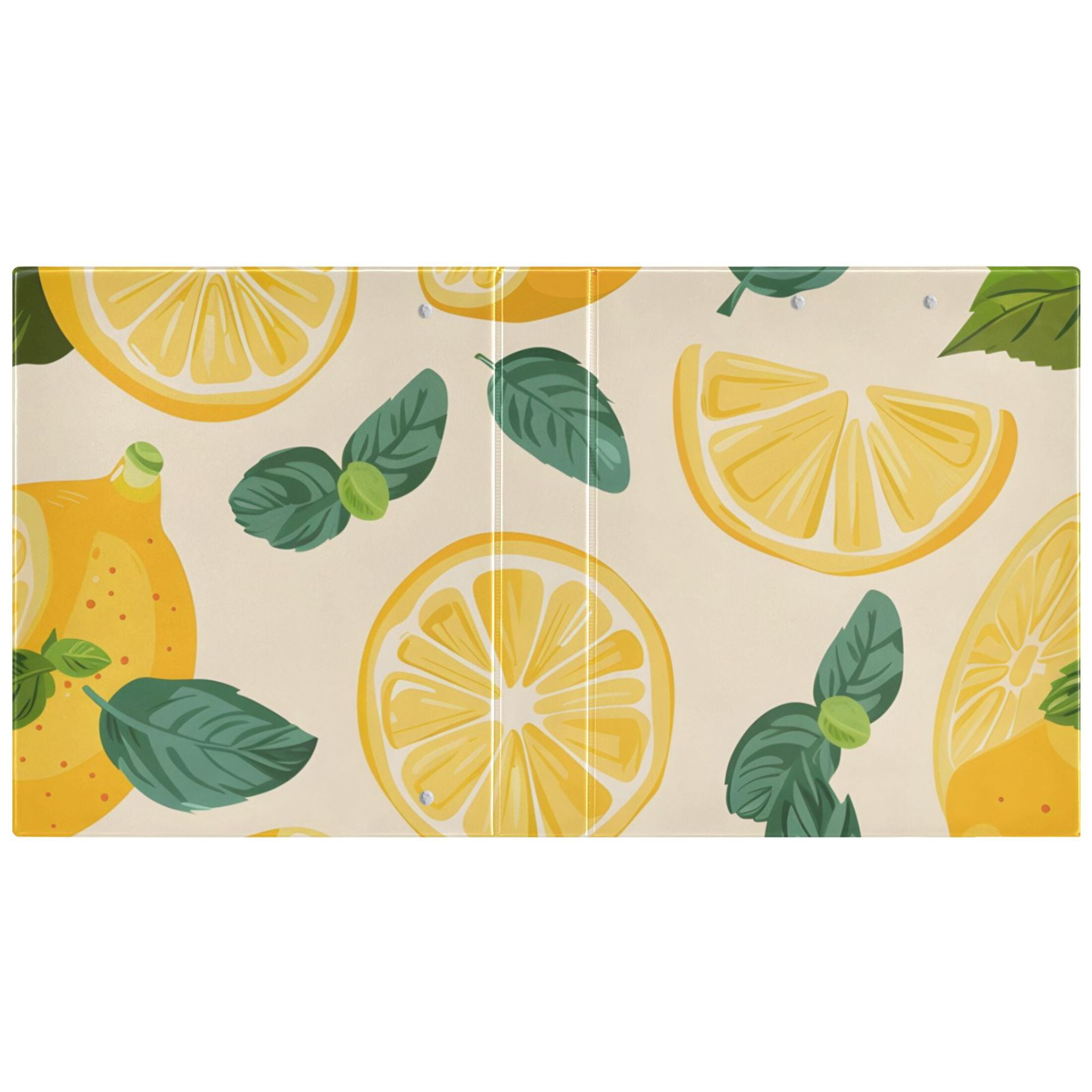 Lemon and Mint Leaves 3 Ring Binders 1.5 inch Hardcover File Folders with Interior Pockets A4 Size Organizer for School Office Hospital