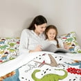 thumbnail image 5 of Homewish Cartoon Dinosaur 3 Pieces Queen Comforter Set for Kids Children Teens,Kawaii Animal Dino Ultra Soft Bedding Sets,Cute Jungle Animal Bedding Comforter Set,Luxury Bedroom Decor, 5 of 8