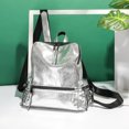 thumbnail image 4 of Mochila de piel de patente reflectante plateada con textura brillante, tendencia de moda con personalidad, mochila para mujer, simple y versátil, 4 of 4