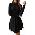 thumbnail image 3 of Women's Sweater Dress 2025 Fall Lightweight Long Sleeve Mock Neck A Line Fit and Flare  Knit Short Dresses, 3 of 6
