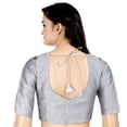thumbnail image 3 of Chandrakala Women's Readymade Non Padded Chanderi Indian Ethnic Saree Blouse Crop Top Choli-2X-Large, Gray (B186GRA6), 3 of 3
