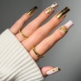 thumbnail image 2 of Salon Perfect Artificial Fake Press On Nails, 418 Charmed, Gold Butterfly, Long Square, File, Glue, and Prep Pad Included, 30 Nails, 2 of 7