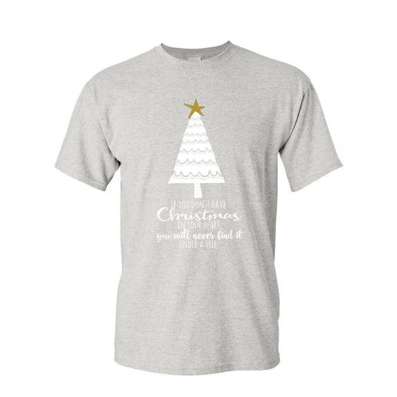 Tee Hunt Christmas in Your Heart T-Shirt Xmas Christmas Tree Jingle Bells Mens Shirt, Ash Gray, XX-Large