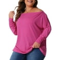 thumbnail image 2 of DARING DIVA Women's Plus Tops Basic Blouses Dolman Tops Tee Shirts 4X Hot Pink, 2 of 6