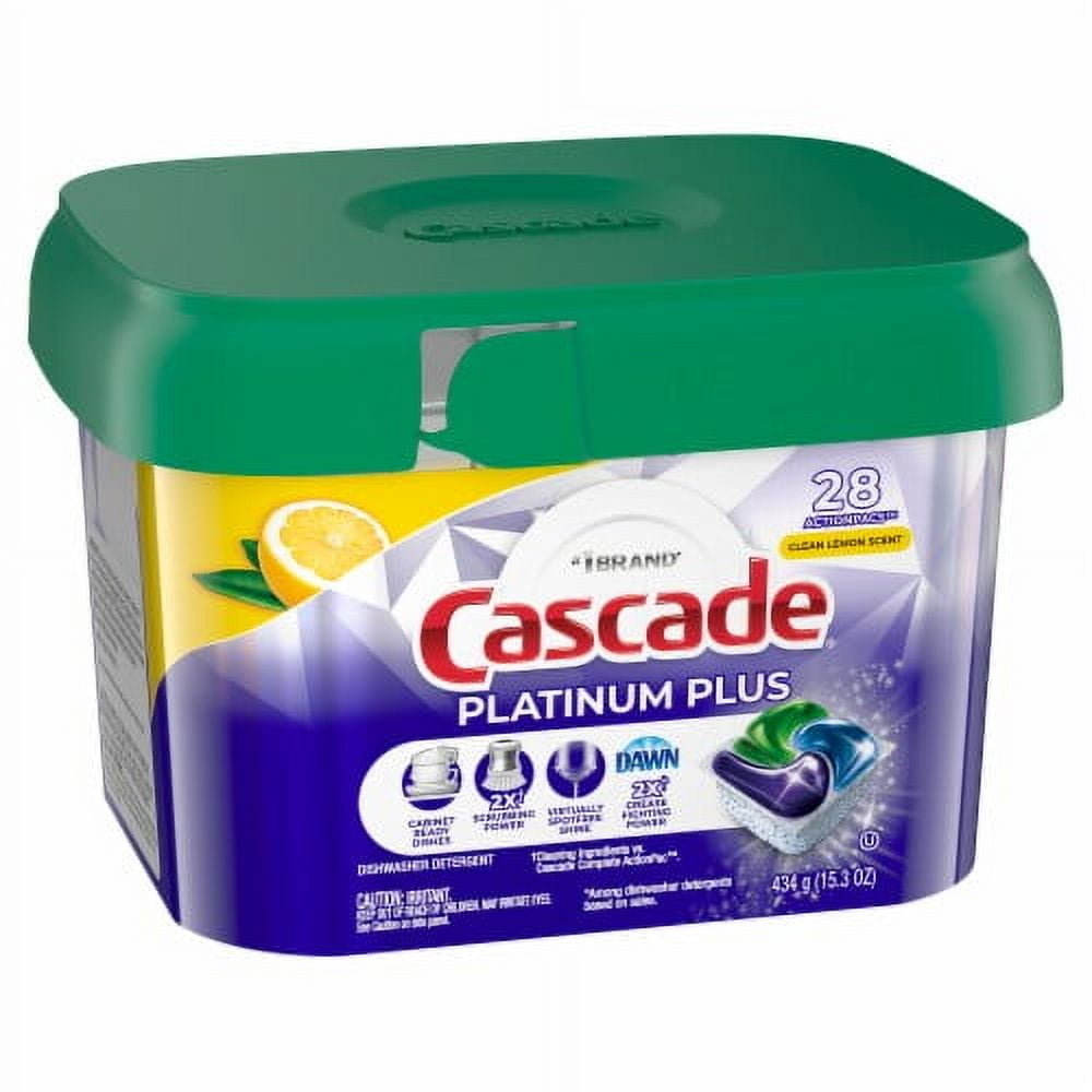 Cascade Platinum Plus ActionPacs Lemon Scent Dishwasher Detergent Pods 28 ct - Pack of 2