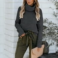 thumbnail image 2 of XFLWAM Turtleneck Sweater Women Oversized Cowl Neck Sweater Cable Knit Long Sleeve Pullover Tops Dark Gray XXL, 2 of 9