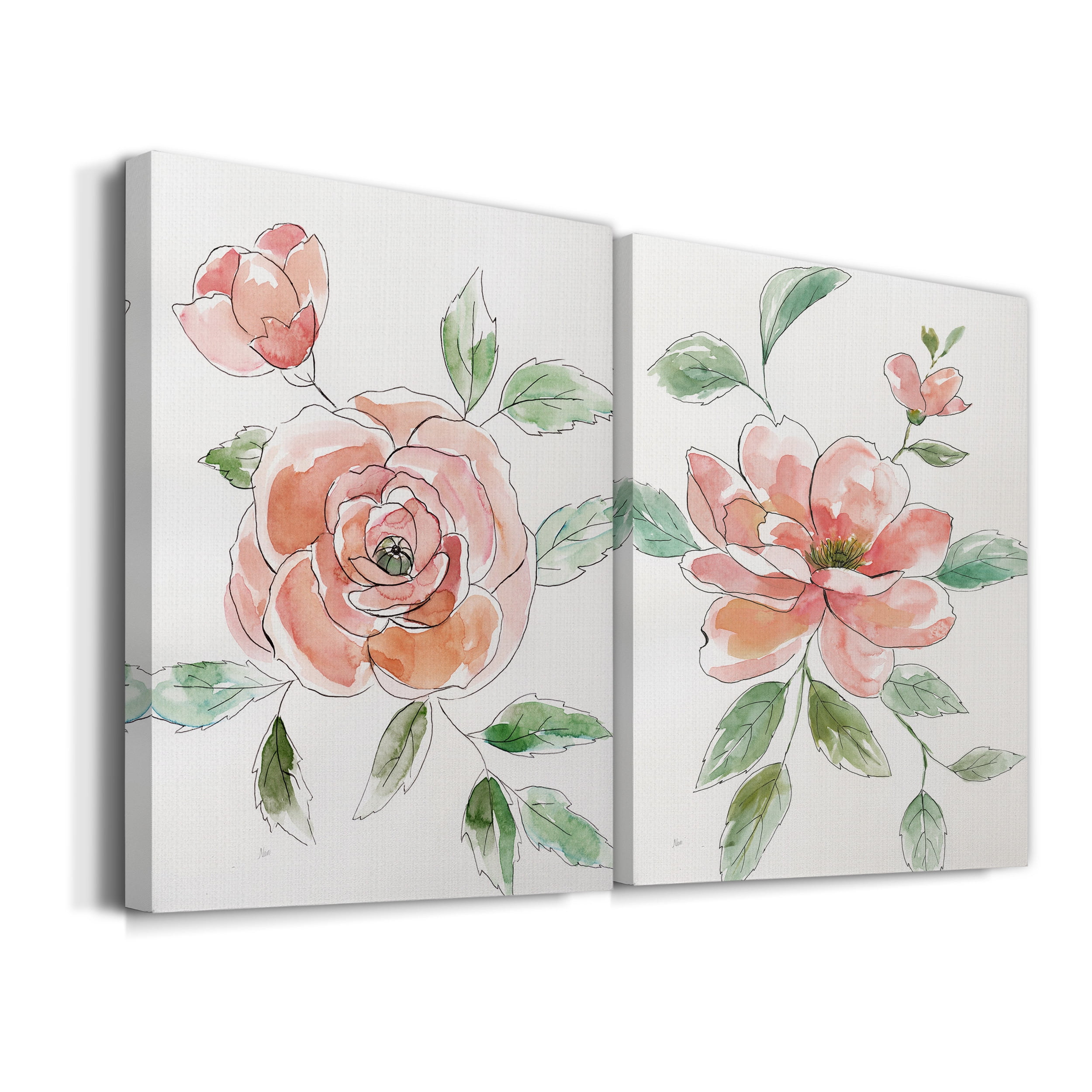 Rose Contour Premium Gallery Wrapped Canvas - Ready to Hang - Set of 2 - 18 x 27 Each