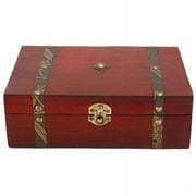 Jetcloudlive Vintage Wooden Storage Box with Hinged Lid and Locking Key Wooden Treasure Storage Box for Home Decor Gifts