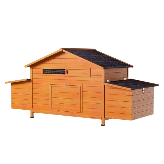 Large Brick Red Wood Chicken Coop Birdhouse w/Nesting Box, Waterproof Roof, Secure Lock, Perch, Pull-Out Tray