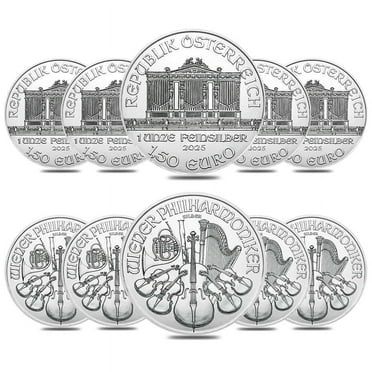 Lot of 10 - 2025 1 oz Austrian Silver Philharmonic Coin BU