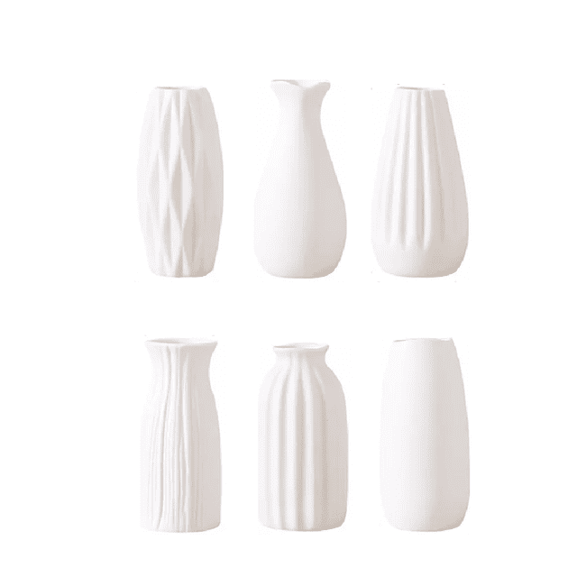 6pcs Jarrón De Cerámica Para La Decoración Moderna Del Hogar blanco
