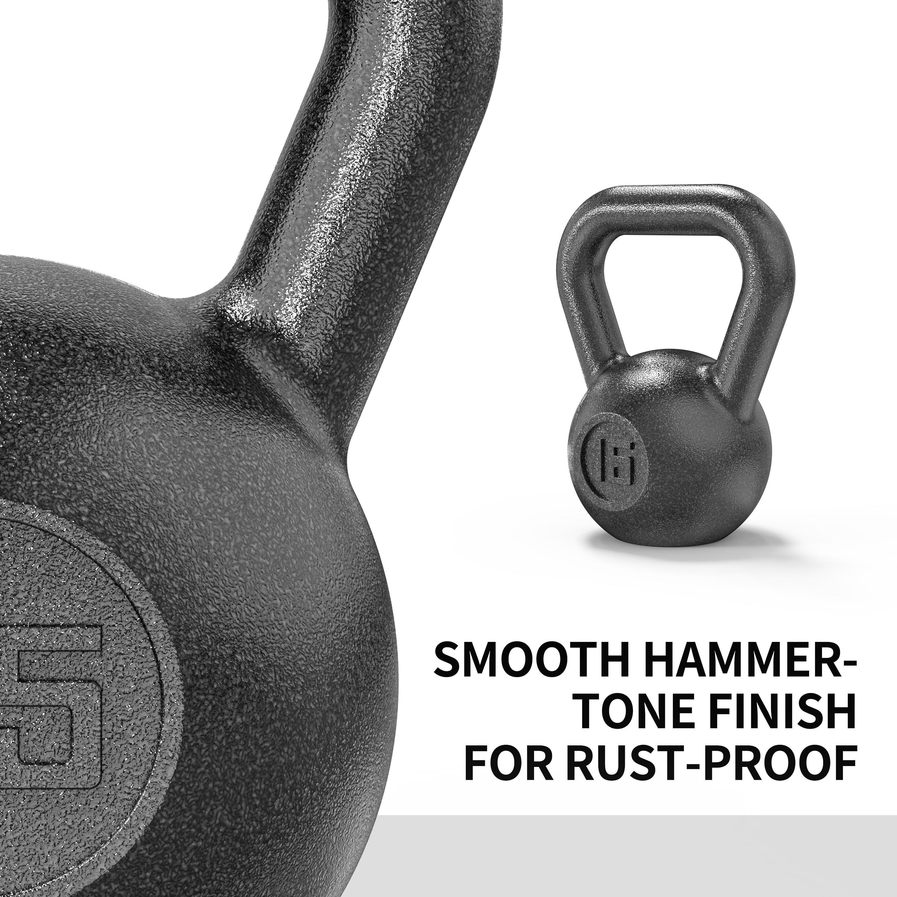 Athletic Works 15lb Kettlebell, Casting Iron, Durable Hammertone Finish, Black