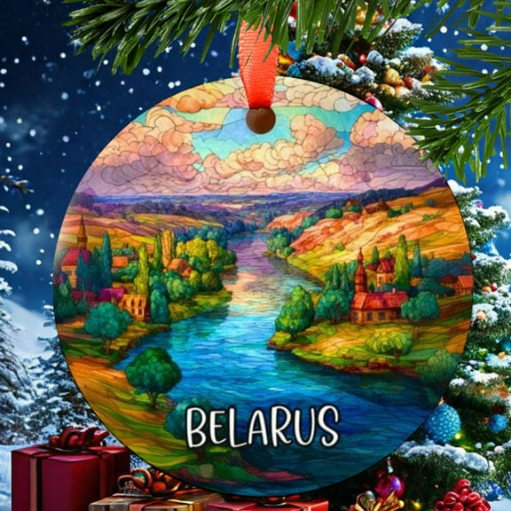 Belarus Christmas Ornament, Ceramic, Acrylic - Pacific Islands Travel Souvenir, Tree Hanging, Vacation Keepsake 2025, Gift for Travelers, Collectible, Holiday Tree Decoration
