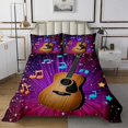 thumbnail image 1 of Guitar Coverlet Set Glitter Music Notes King Quilt Set,Musical Instrument Bedspread Set For Kids Boys Girls Teens Room Decor Purple Gradient, 1 of 4
