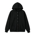 thumbnail image 3 of WAYUTE Girls Sweatshirt Solid Color Zip Up Hoodies Sweatshirt for Kids Youth Long Sleeve Lightweight Fall Outwear Casual Streetwear,Black,Size 8-9 Y, 3 of 3
